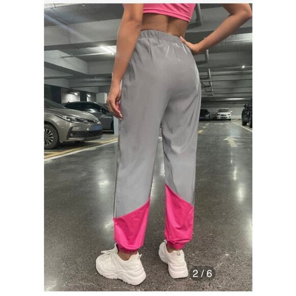 Shein Colorblock Reflective High Waist Pants size 6 - Picture 4 of 4